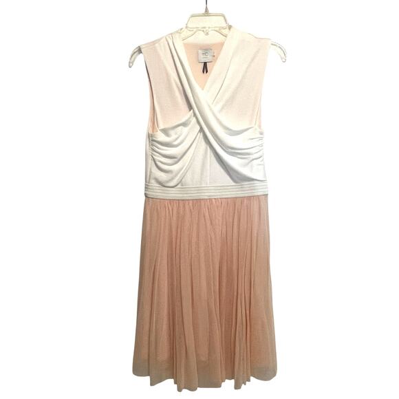 HD in Paris Darla Dress Womens Medium Blush Pink Tulle Cream Criss Cross Party - Picture 2 of 8